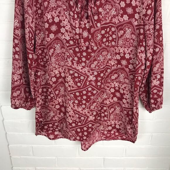 West Kei Nordstrom Red Bandana Boho Print Blouse Size S - Picture 4 of 9